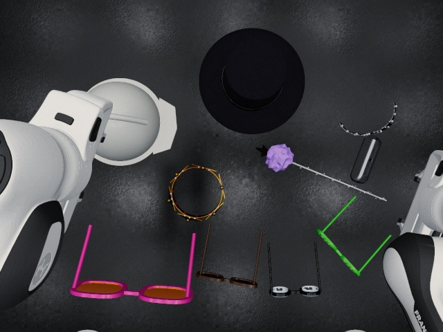Overhead camera: the wand on the table's right side among the props